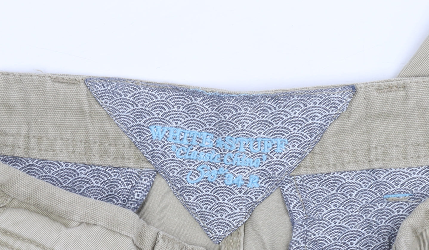 White Stuff Men's Beige Chino Trousers 34W 32L Classic Cotton