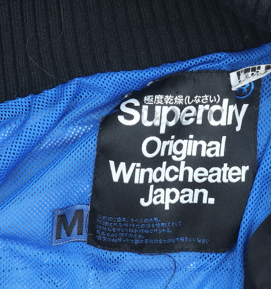 Superdry Men’s Black Windcheater Jacket M Hooded Full Zip
