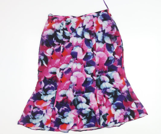 Laura Ashley Women's Multicoloured Floral Midi Flared Skirt Size 14