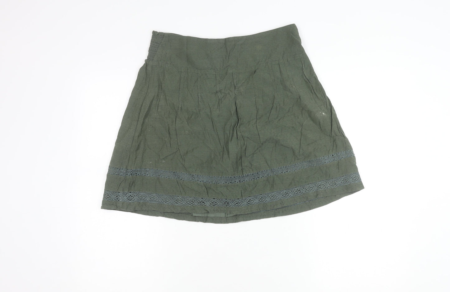 FatFace Women’s Green Cotton A-Line Lace Knee Length Skirt Size 12
