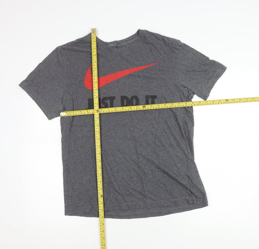 Nike Men's Grey Graphic Just Do It Sports T-Shirt Size M