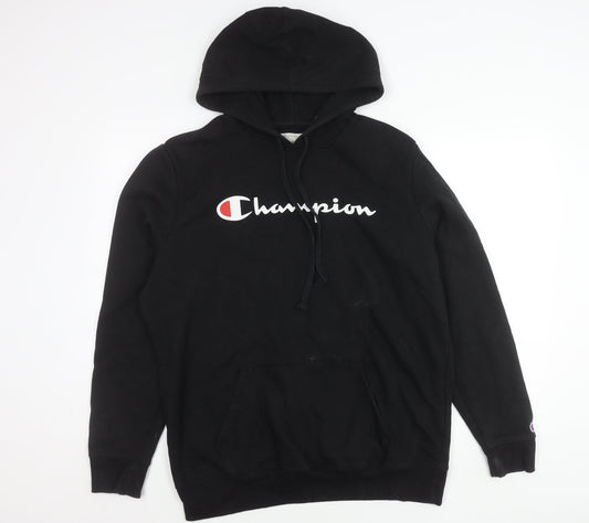 Champion Unisex Black Pullover Hoodie L Logo Sportswear Casual