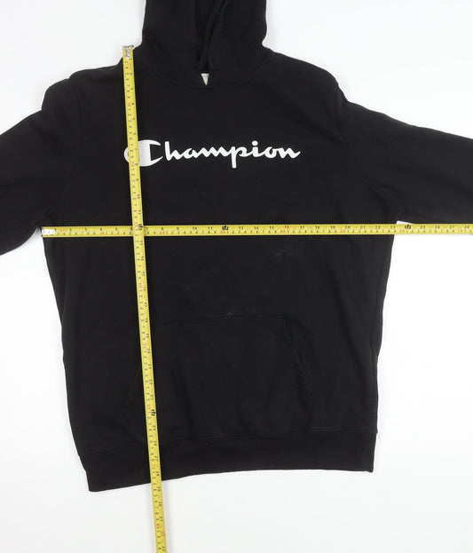 Champion Unisex Black Pullover Hoodie L Logo Sportswear Casual