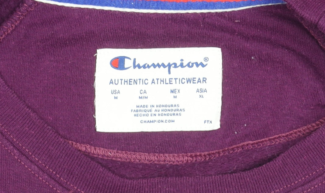 Champion Women’s Purple Pullover Sweatshirt M Logo Embroidered