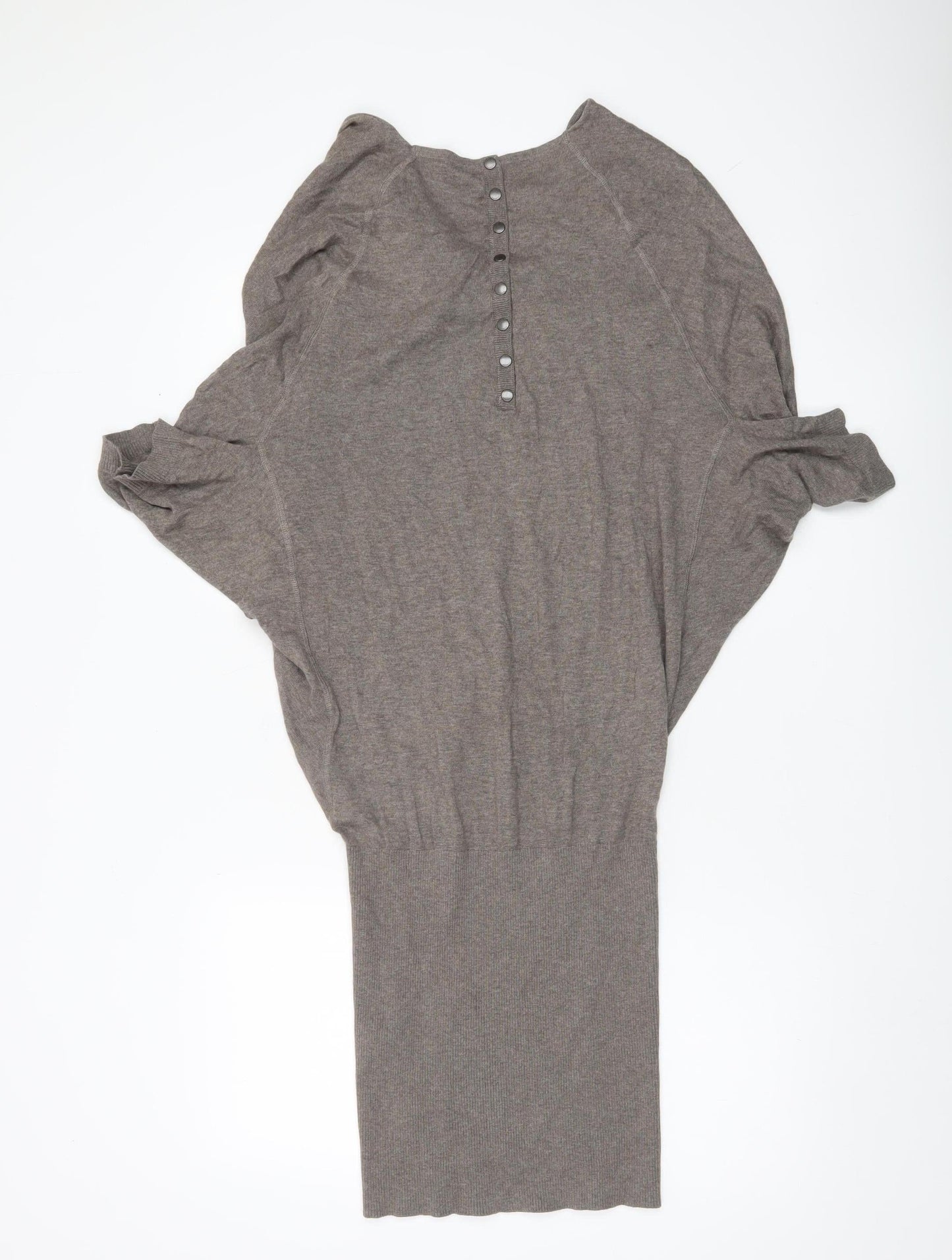 AllSaints Womens Grey Cotton Jumper Dress Size 8 Cowl Neck