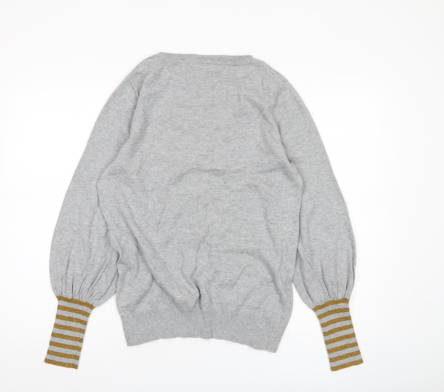 Boden Women’s Grey Jumper UK 14 Scoop Neck Pullover Balloon Sleeve