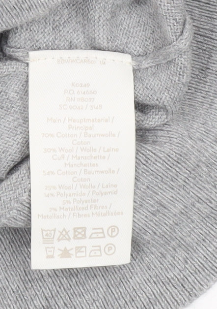 Boden Women’s Grey Jumper UK 14 Scoop Neck Pullover Balloon Sleeve