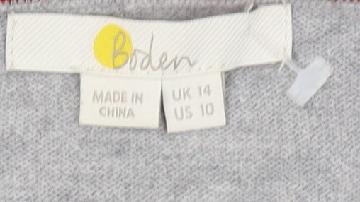 Boden Women’s Grey Jumper UK 14 Scoop Neck Pullover Balloon Sleeve
