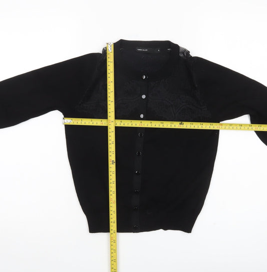 Karen Millen Womens Black Lace Knit Cardigan Size S