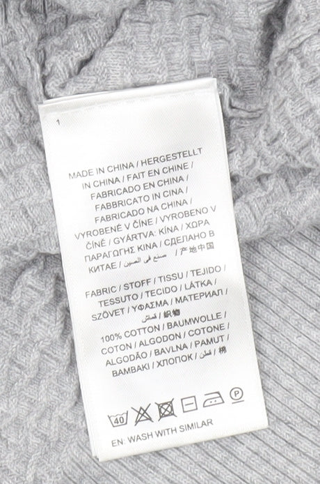 GANT Mens Grey 2XL Waffle-Knit Cotton Pullover Jumper