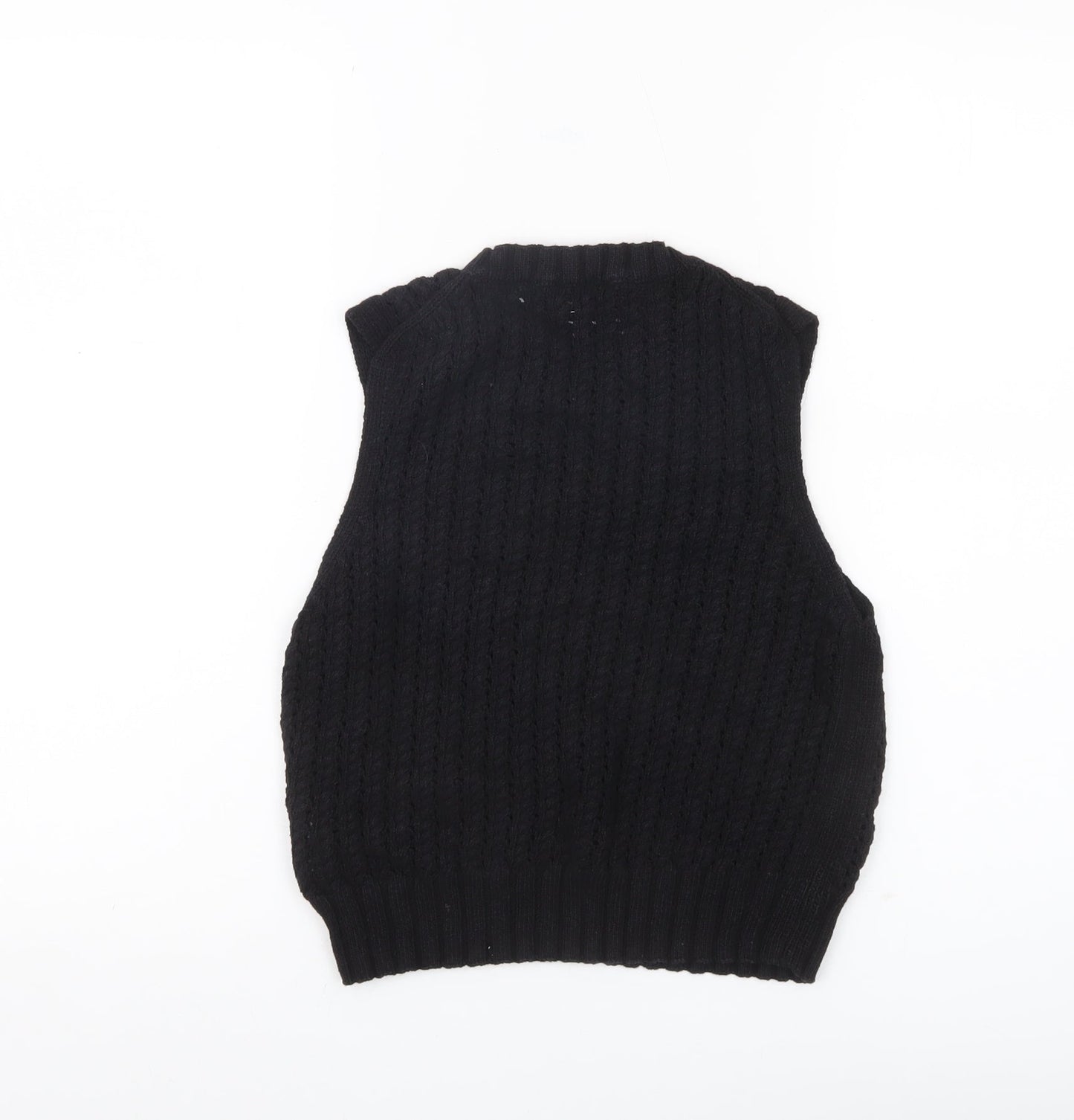 Whistles Womens Black Knit Cotton Tank Top Size M Sleeveless Crew Neck
