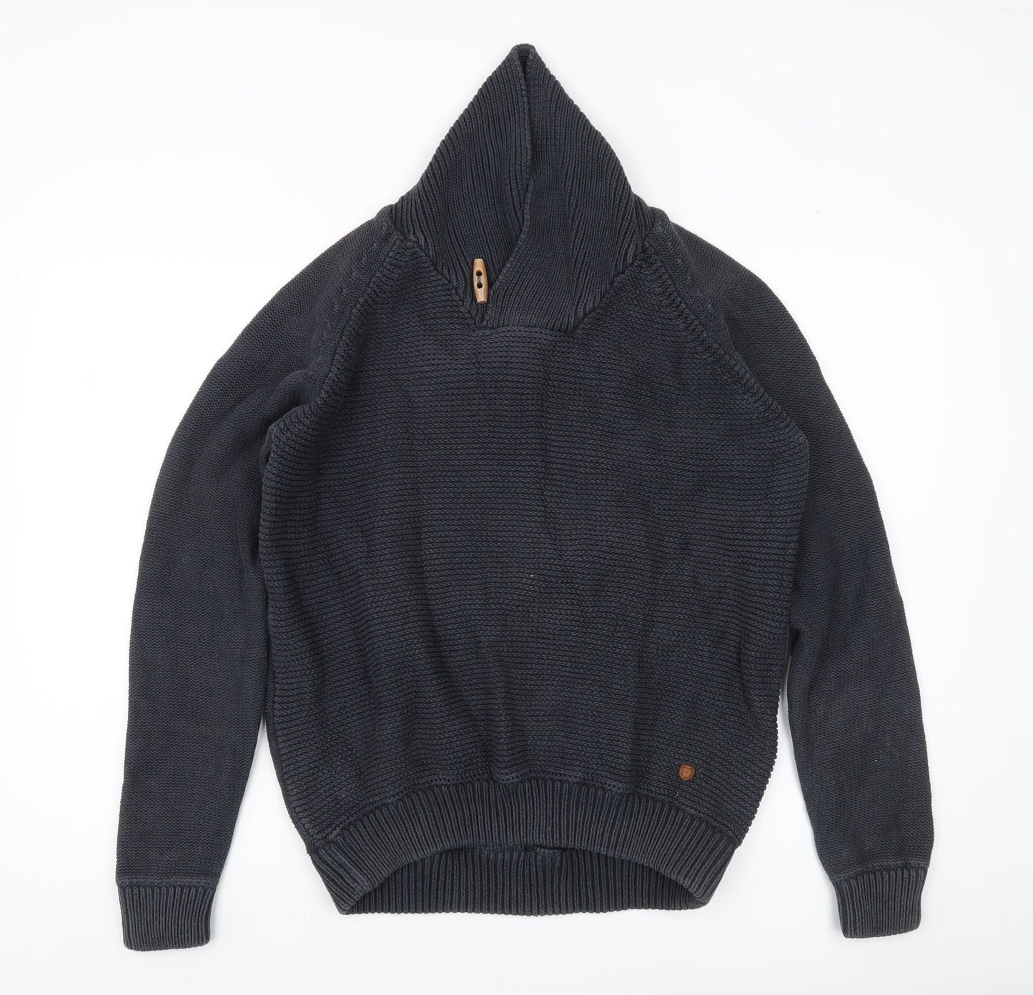 Jack & Jones Men's Black Cotton Hooded Pullover Jumper L