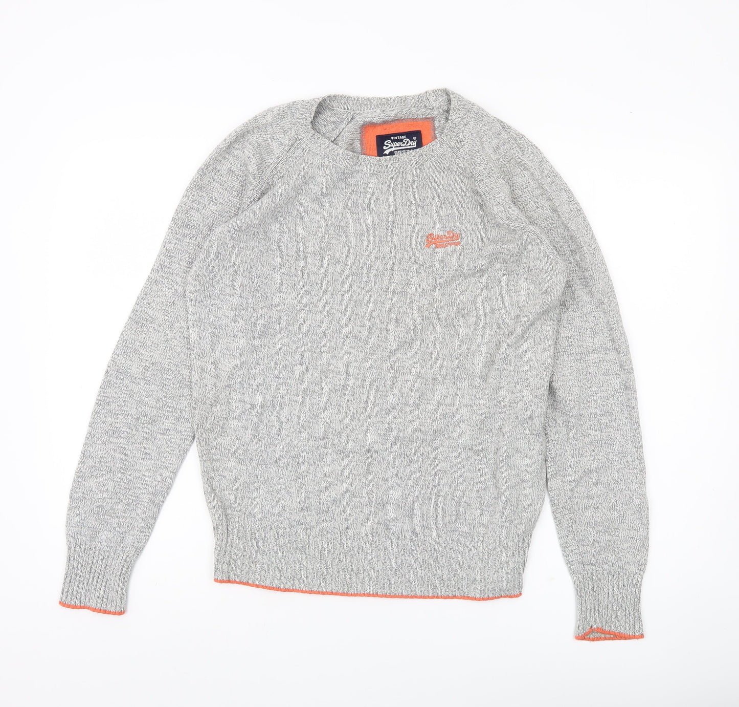 Superdry Men's Grey Cotton Crew Neck Pullover Jumper Size M