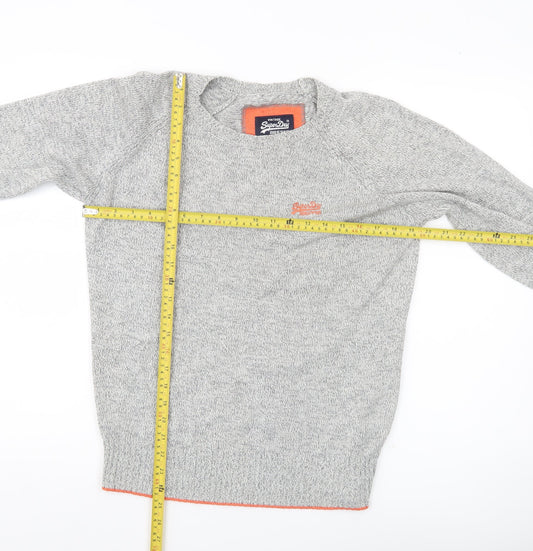 Superdry Men's Grey Cotton Crew Neck Pullover Jumper Size M