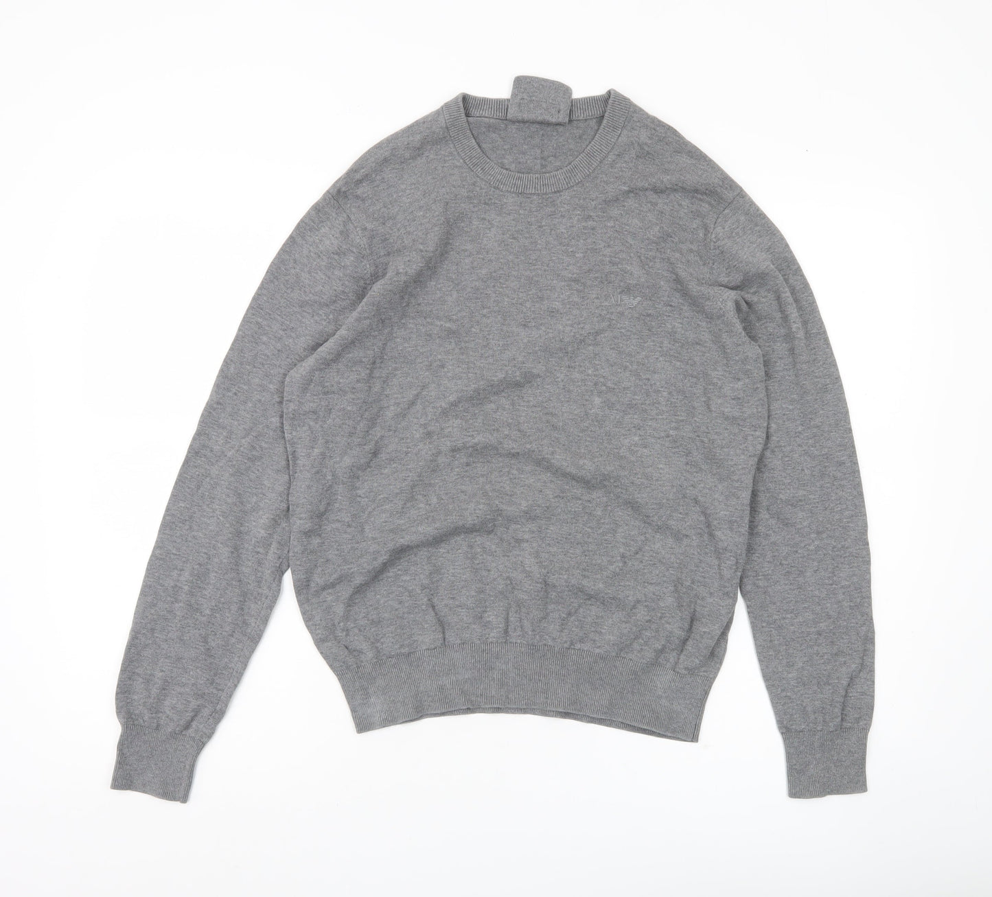 Armani Jeans Mens Grey Cotton Crew Neck Jumper Size M
