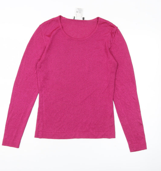 Jaeger Women’s Pink Scoop Neck Slim Fit Pullover Jumper Size S