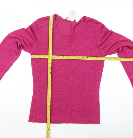 Jaeger Women’s Pink Scoop Neck Slim Fit Pullover Jumper Size S