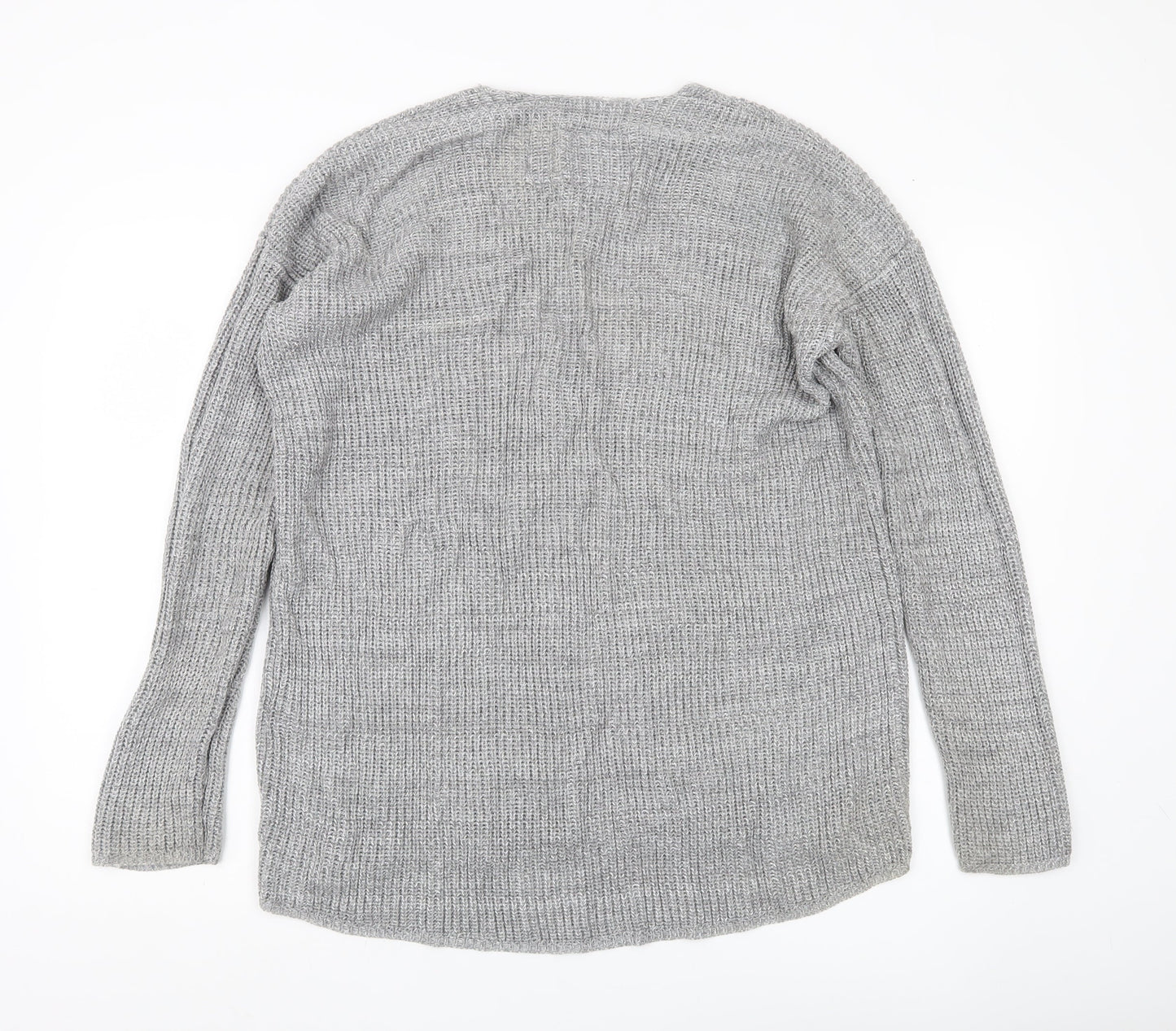 Superdry Sartorial Womens Grey M Chunky Knit V-Neck Pullover Jumper