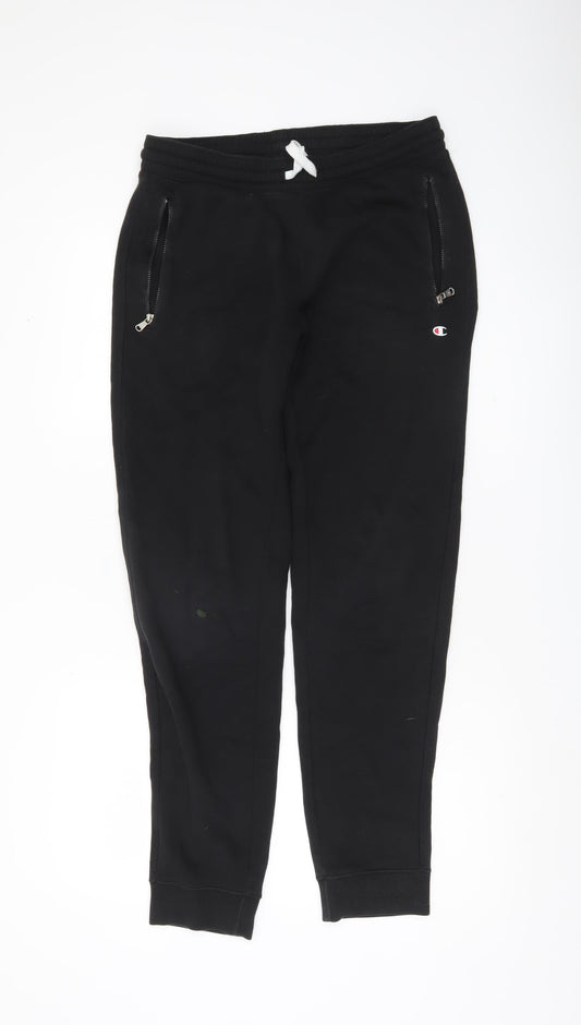 Champion Men's Black Jogger Sweatpants Small Logo Zip Pockets