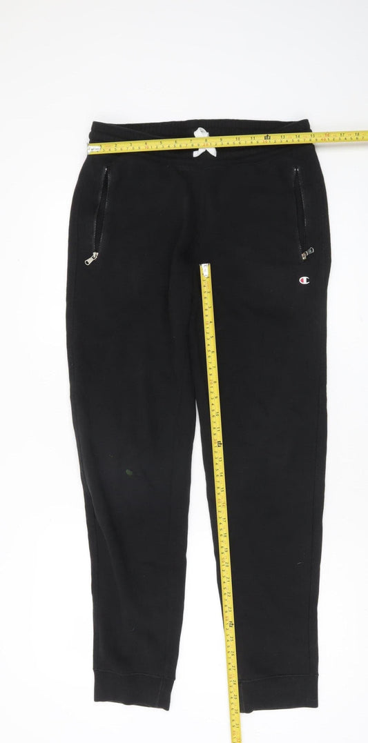 Champion Men's Black Jogger Sweatpants Small Logo Zip Pockets