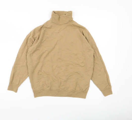 Jaeger Womens Beige Roll Neck Merino Wool Jumper Size M