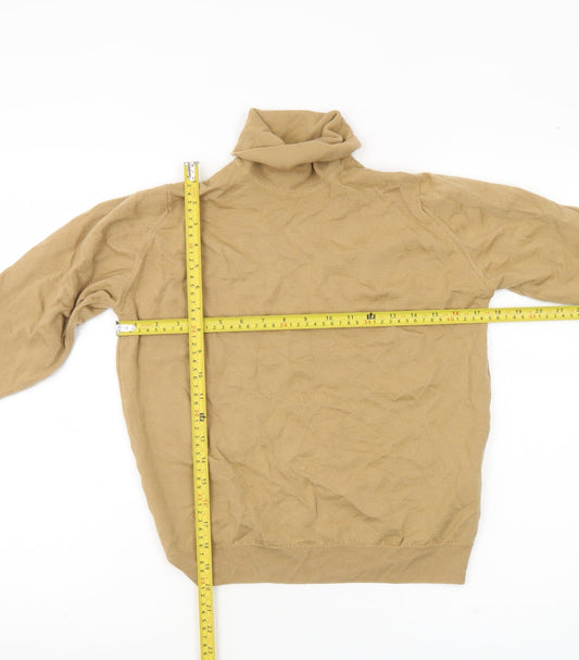 Jaeger Womens Beige Roll Neck Merino Wool Jumper Size M