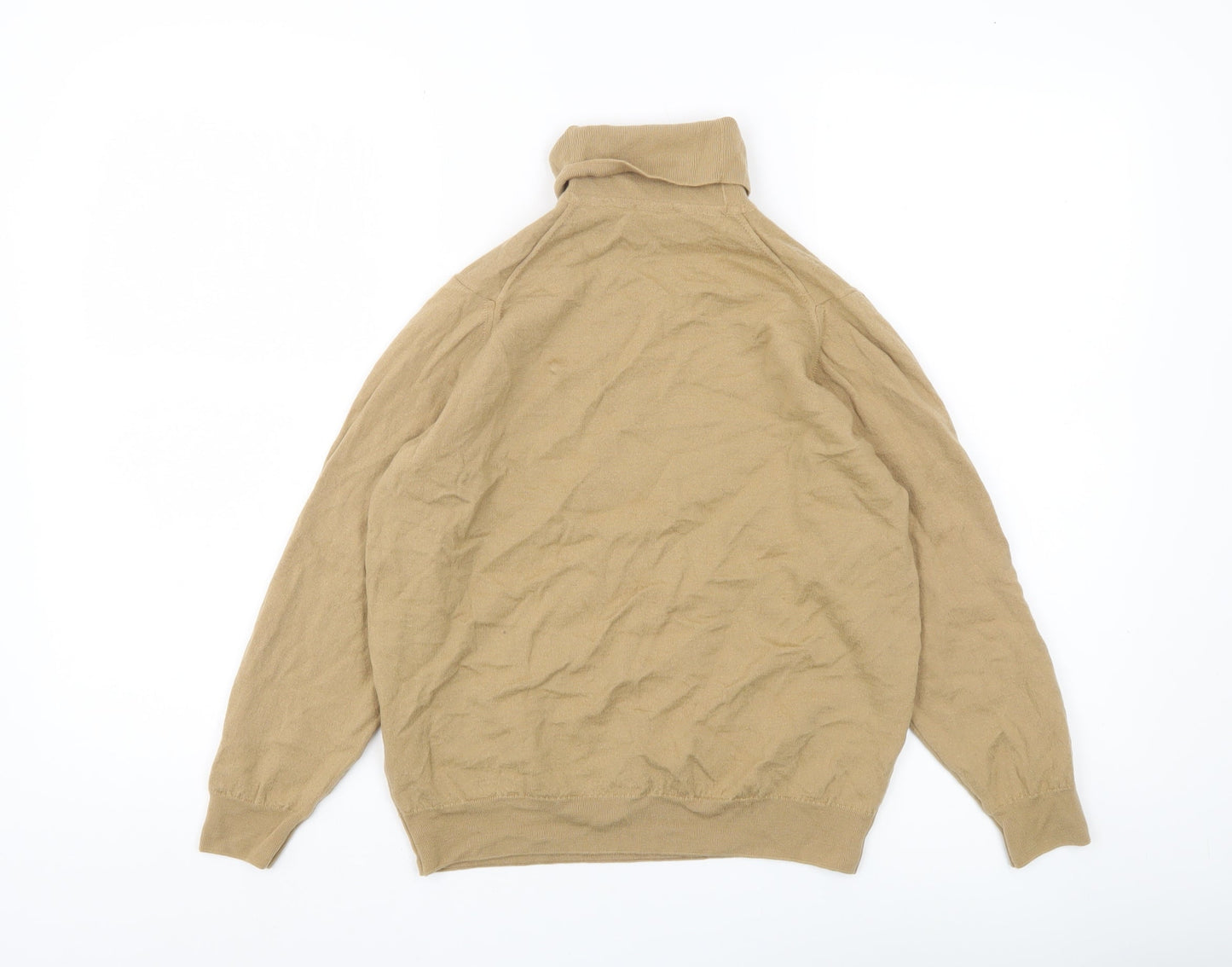 Jaeger Womens Beige Roll Neck Merino Wool Jumper Size M