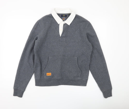 Womens UK 8 Regular Superdry Grey Henley Sweatshirt