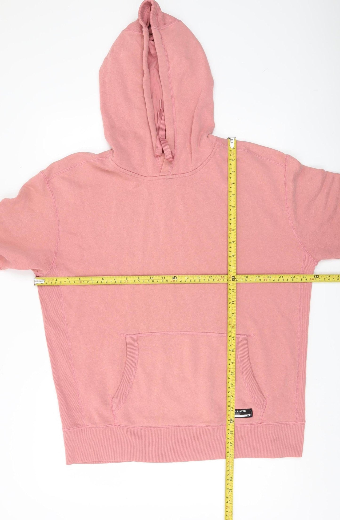Hollister Men's Pink Pullover Hoodie Size L Cotton Blend Hooded Jumper