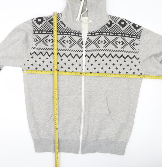 USA Apparel Mens Grey XL Full Zip Hoodie Geometric Print