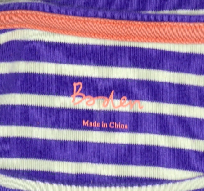 Boden Women Blue Striped Long Sleeve Cotton Stretch T-Shirt UK 12