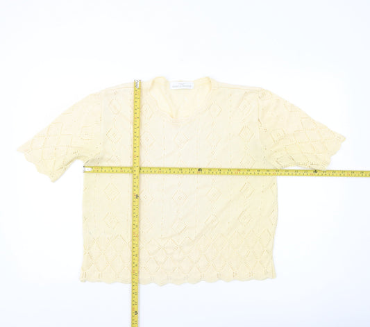 Marks and Spencer Women’s Yellow Knit Open Jumper Size 16 Vintage
