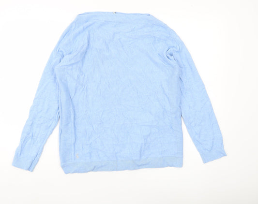 Joules Women Blue Cotton Blend Crew Neck Pullover Jumper Size 10