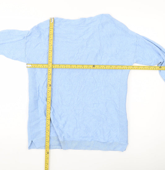 Joules Women Blue Cotton Blend Crew Neck Pullover Jumper Size 10