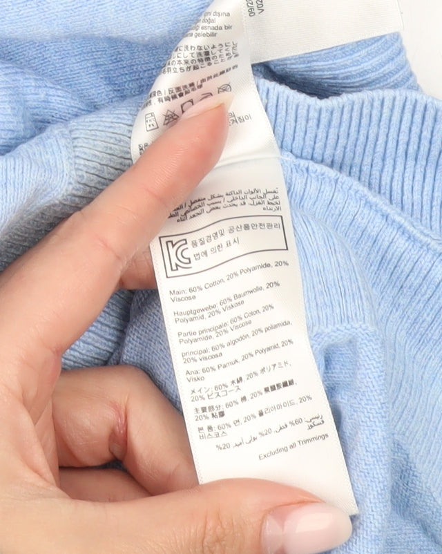 Joules Women Blue Cotton Blend Crew Neck Pullover Jumper Size 10