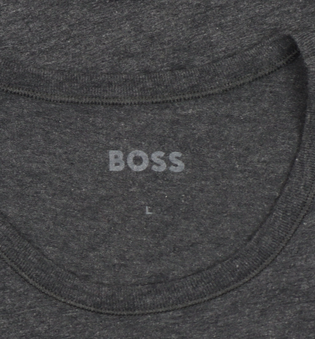 BOSS Mens L Grey Crew Neck Short Sleeve Cotton Blend T-Shirt