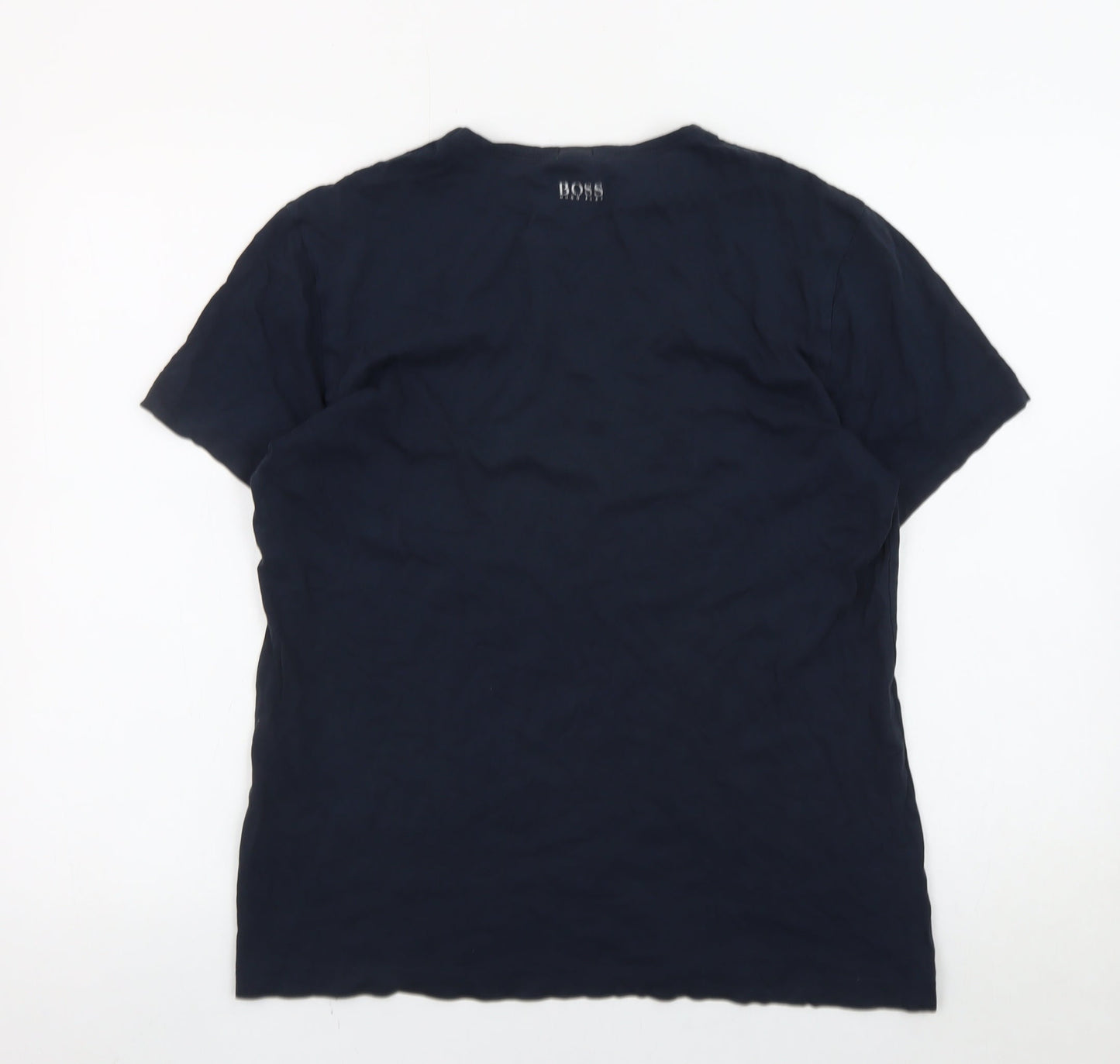 Hugo Boss Mens Blue Graphic Logo T-Shirt Size M Regular Fit