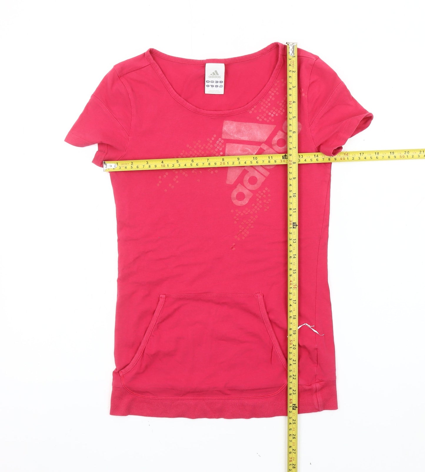 Adidas Womens Pink Slim Fit T-Shirt Size 8 Short Sleeve Logo Sports Top