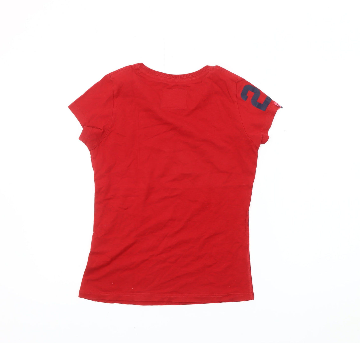 Superdry Womens Red Cotton T-Shirt S Casual Sports Style