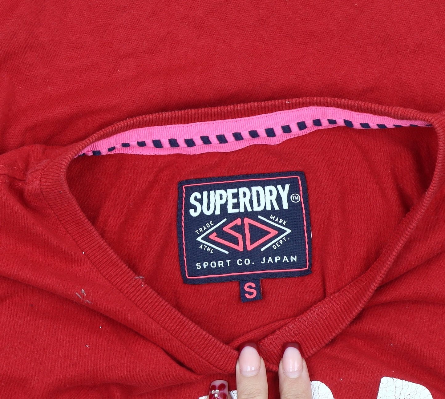 Superdry Womens Red Cotton T-Shirt S Casual Sports Style