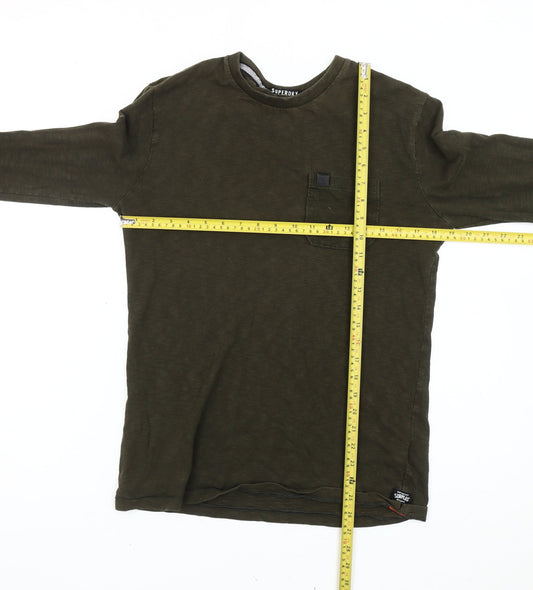 Superdry Men’s Green Long Sleeve Cotton T-Shirt Size S