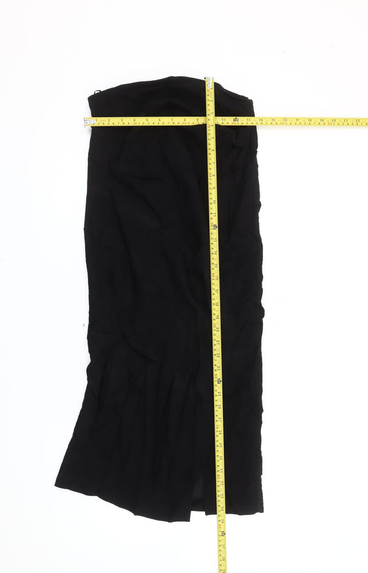 Zara Women Black S Midi Pencil Skirt High Waist Viscose Blend