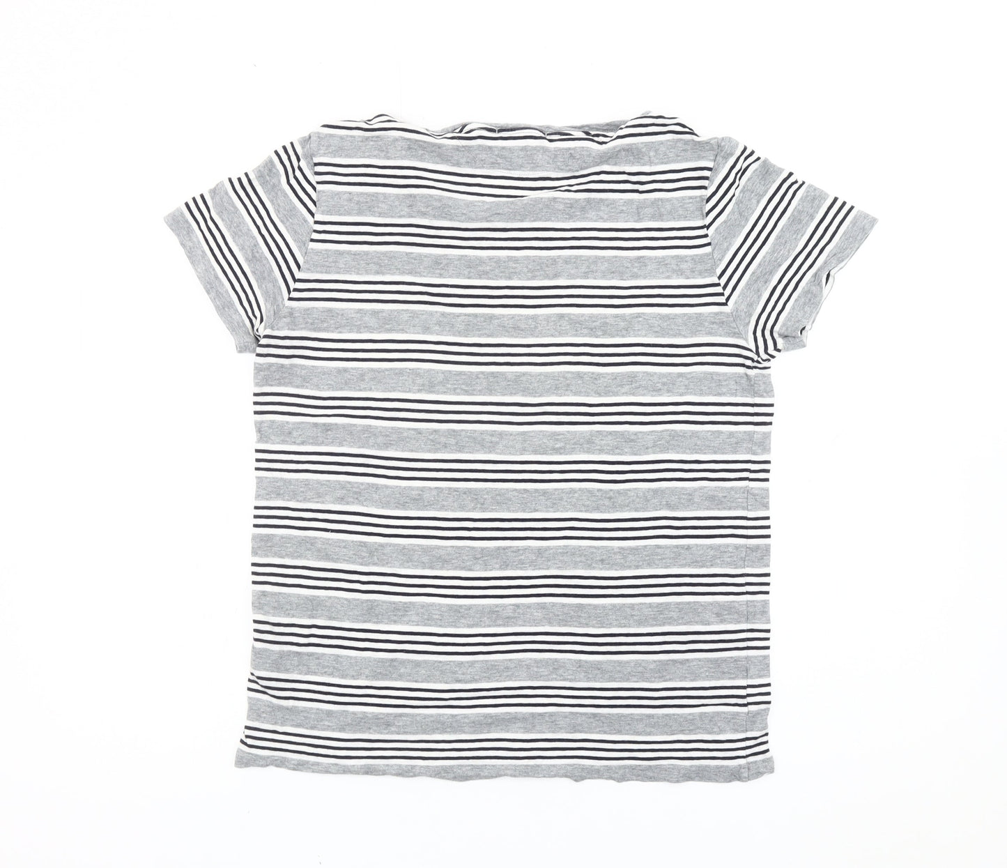 AllSaints Men’s Grey Striped Cotton T-Shirt Size S Crew Neck