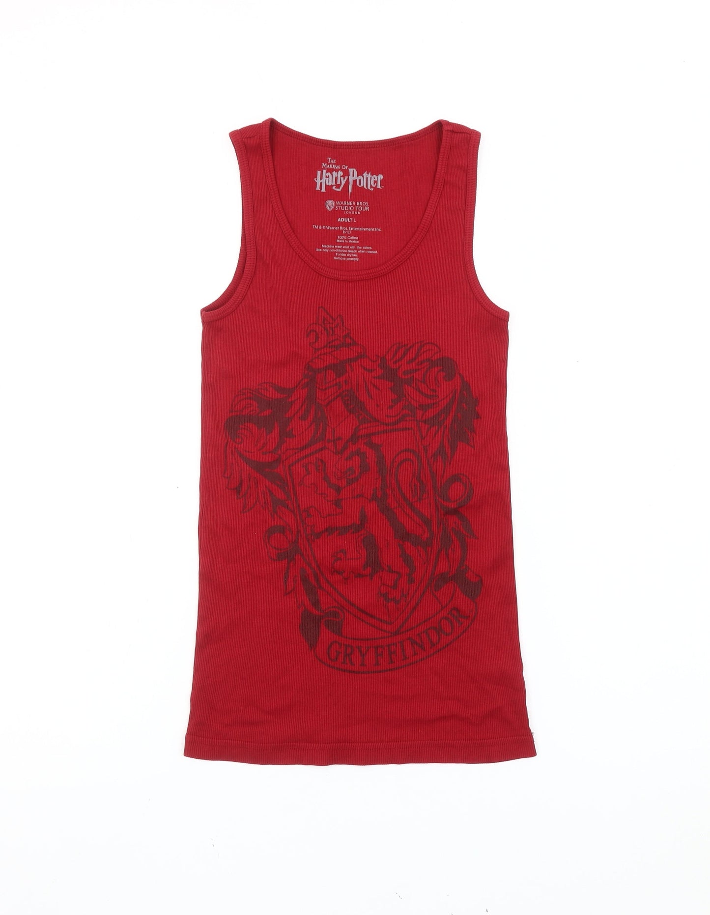 Harry Potter Gryffindor Women Red Tank Top L Cotton Scoop Neck