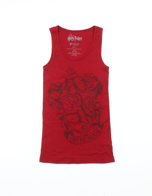 Harry Potter Gryffindor Women Red Tank Top L Cotton Scoop Neck