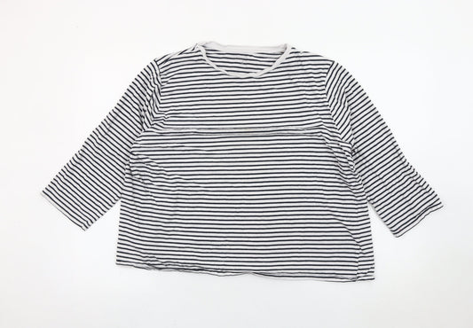 St. Bernard Women’s White Striped 3/4 Sleeve Cotton T-Shirt Size 24