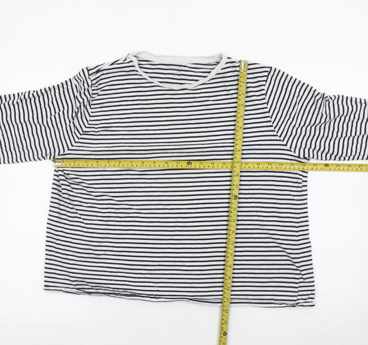 St. Bernard Women’s White Striped 3/4 Sleeve Cotton T-Shirt Size 24