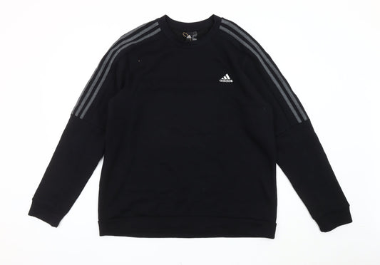 Adidas Men’s Black L Pullover Sweatshirt Crew Neck Long Sleeve Sports