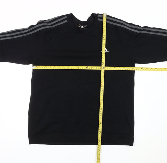 Adidas Men’s Black L Pullover Sweatshirt Crew Neck Long Sleeve Sports