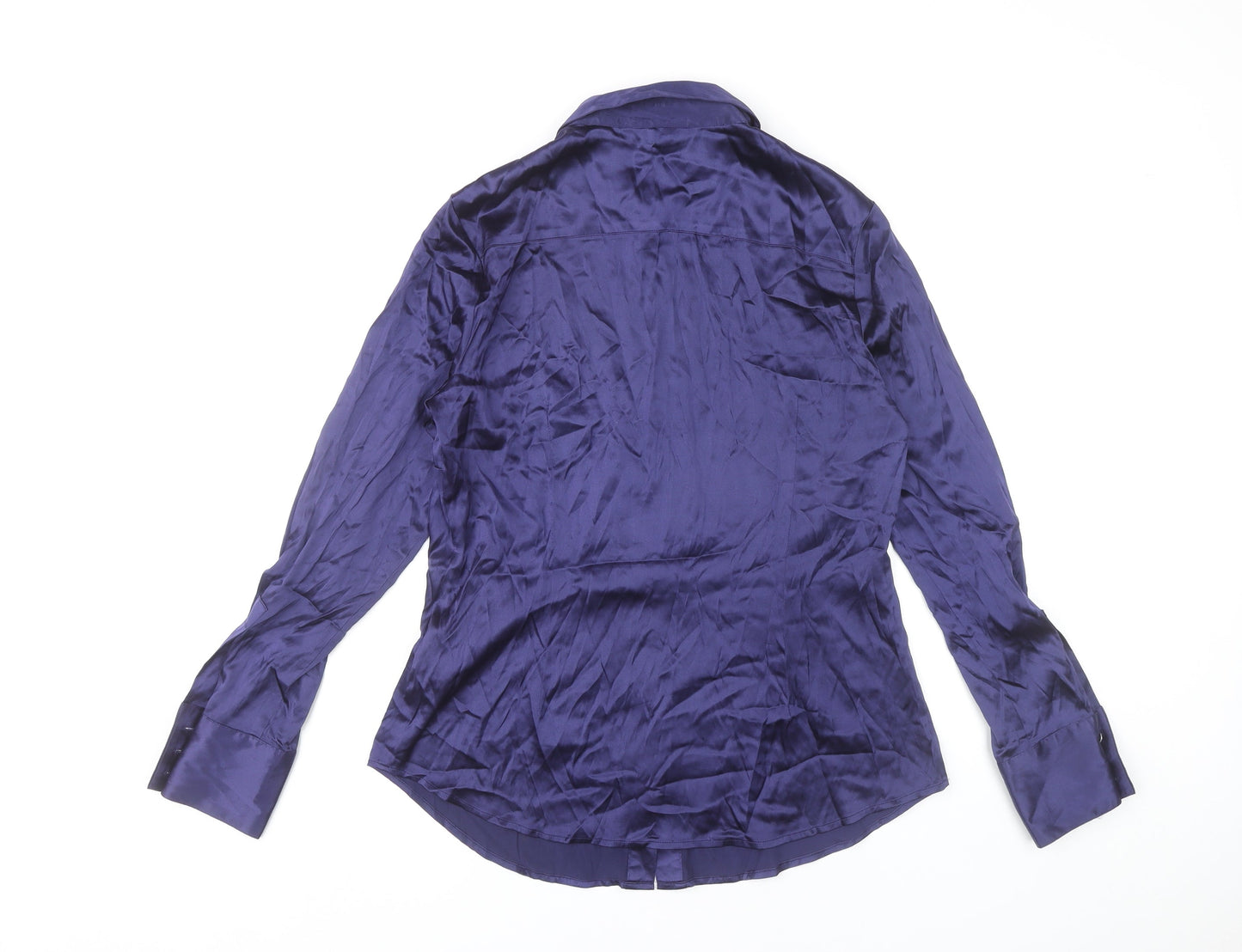 L.K. Bennett Women’s Blue Silk Button-Up Shirt UK 14 Long Sleeve